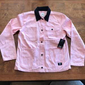 NWT Vans Womens Drill Coat Jacket Pink with Black Collar Size Small